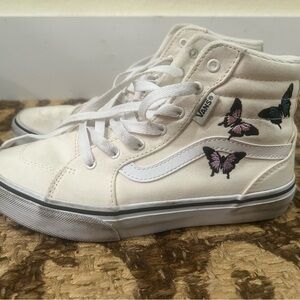 Vans Kids Sneakers in White with Butterfly Design size 4